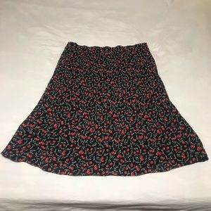 Reversible Black Cherry Print and Black and White Polka Dots Skirt